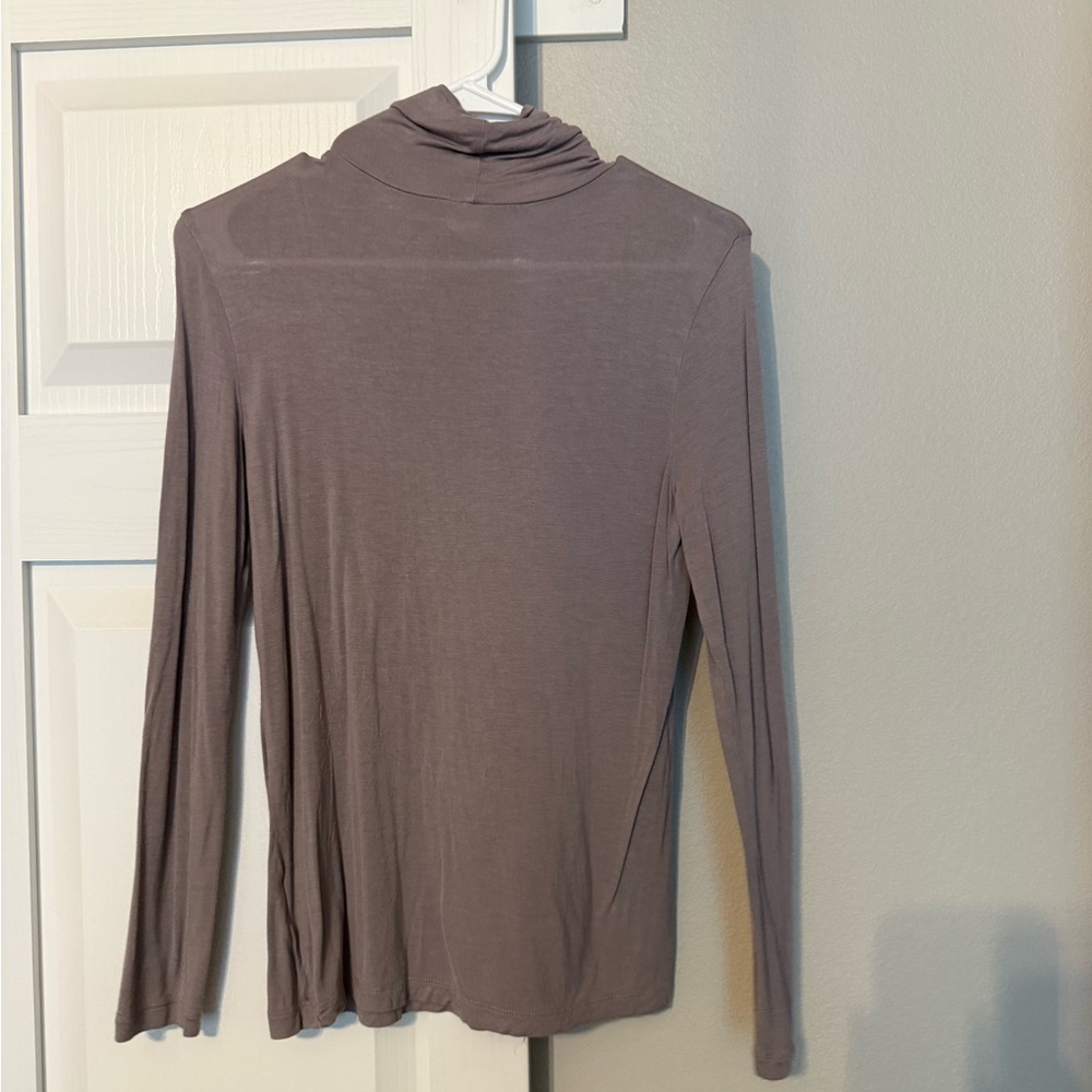 H&M Long Sleeve Mock Neck Top - Taupe Brown